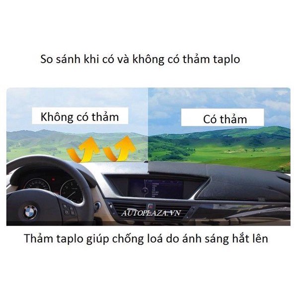 Thảm nhung trải taplo xe hơi, ô tô, tấm đậy bảng điều khiển Chống Nóng, Chống Chói Nắng dành cho các dòng xe