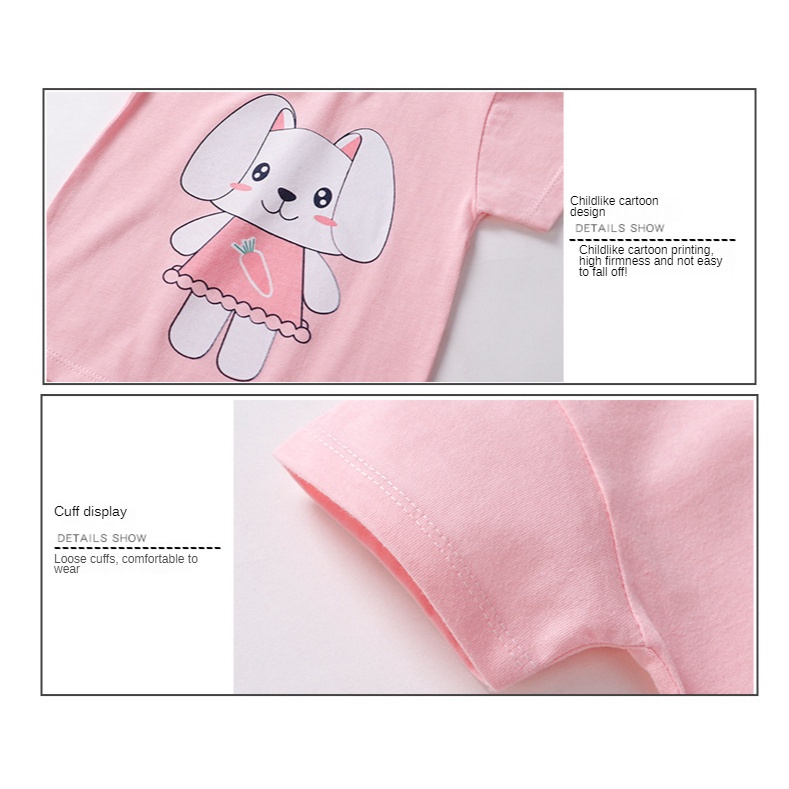 Bộ Áo Thun Cotton Ngắn Tay In Hoạt Hình Phối Quần Short Kiểu Hàn Quốc Thời Trang Mùa Hè Cho Bé