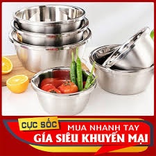 SIÊU HOT Bộ 5 Thau Inox Xuất Nhật Cực đẹp