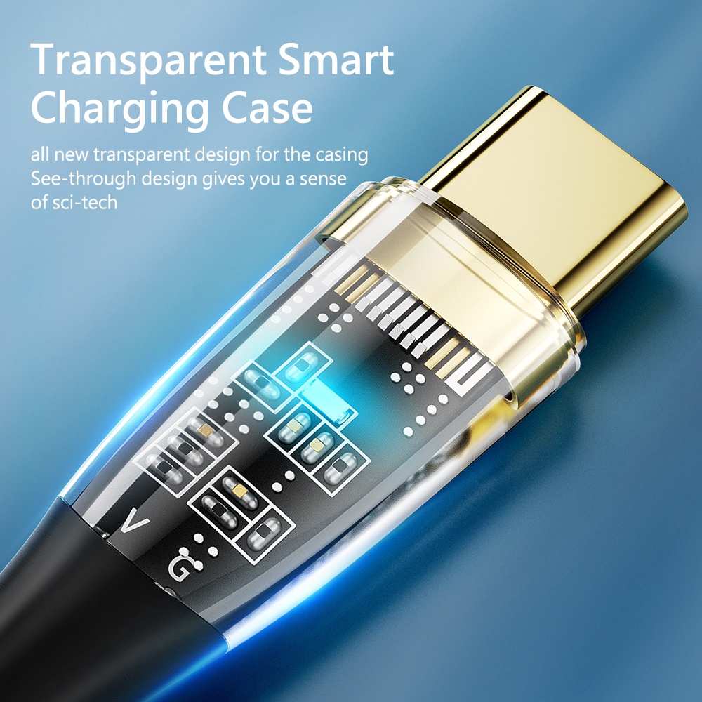 Dây Cáp Sạc Nhanh 6A 100W USB Type-C Có Đèn LED Cho Xiaomi Huawei