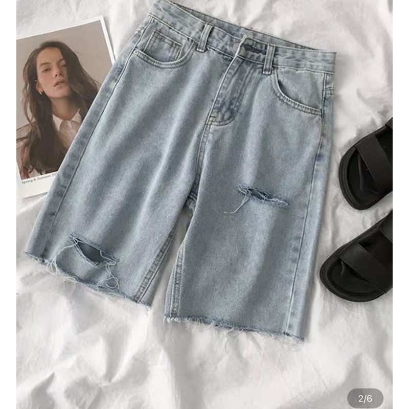 💯Quần Jeans Ngố Nữ Rách PT