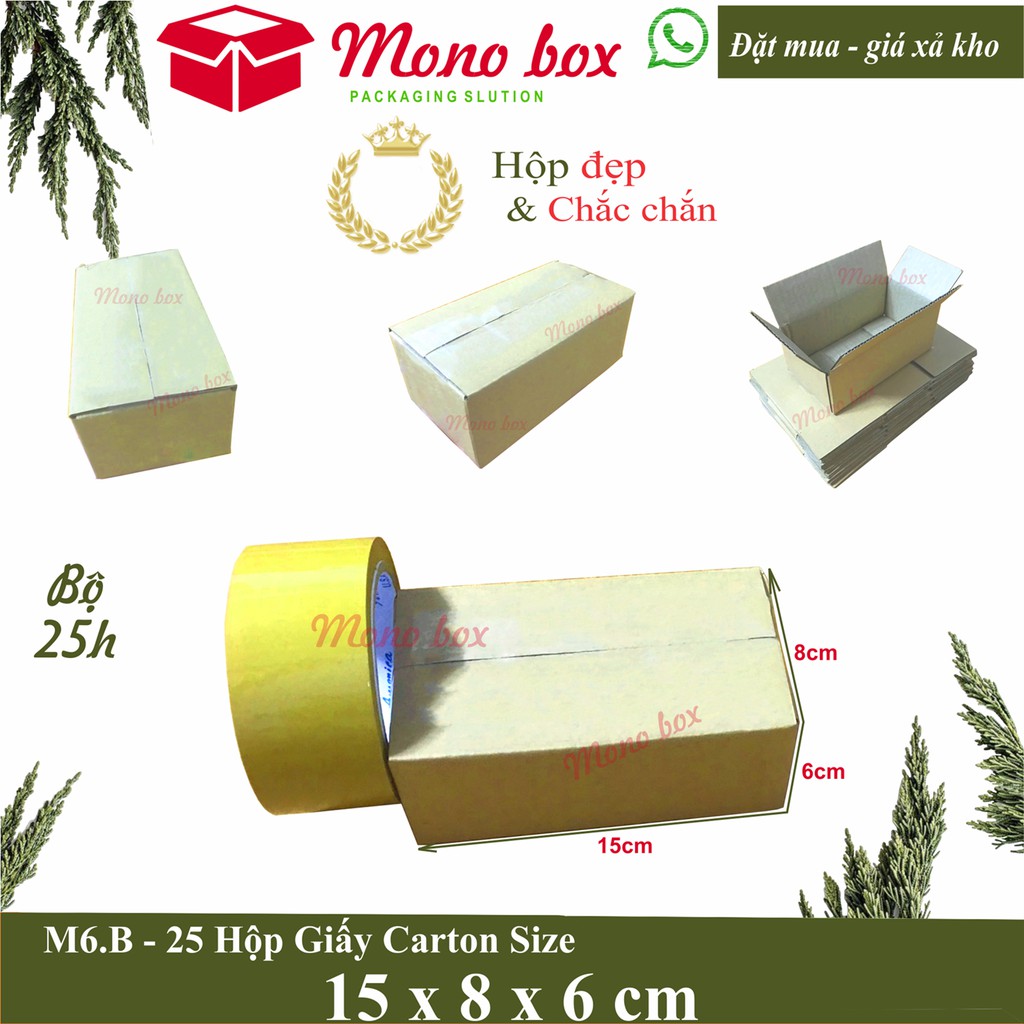 Bộ 25 hộp giấy carton 15x8x6