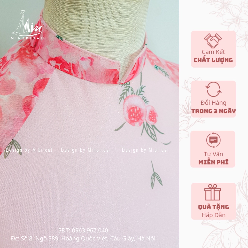 Áo dài cách tân 4 tà vải voan tơ óng màu hông | BigBuy360 - bigbuy360.vn