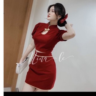set cổ tàu crop tóp váy quần đi chơi tết - TL02