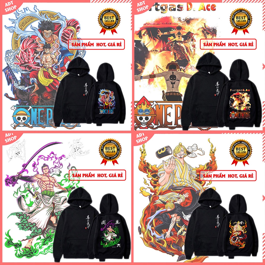 TOP 4 ÁO HOODIE ONE PIECE cực đẹp in hình Luffy - Zoro - Ace OP độc đẹp giá siêu rẻ
