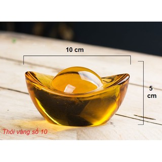 Thỏi vàng thần tài pha lê nguyên khối cỡ số 9.8 đồ phong thủy mang lại may mắn chiêu tài nạp lộc giàu có