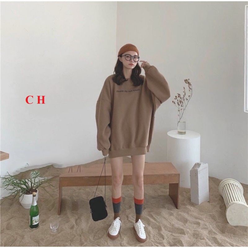 Áo khoác nỉ nữ , áo sweater màu nâu in 3D chất nỉ cotton dày đẹp | BigBuy360 - bigbuy360.vn