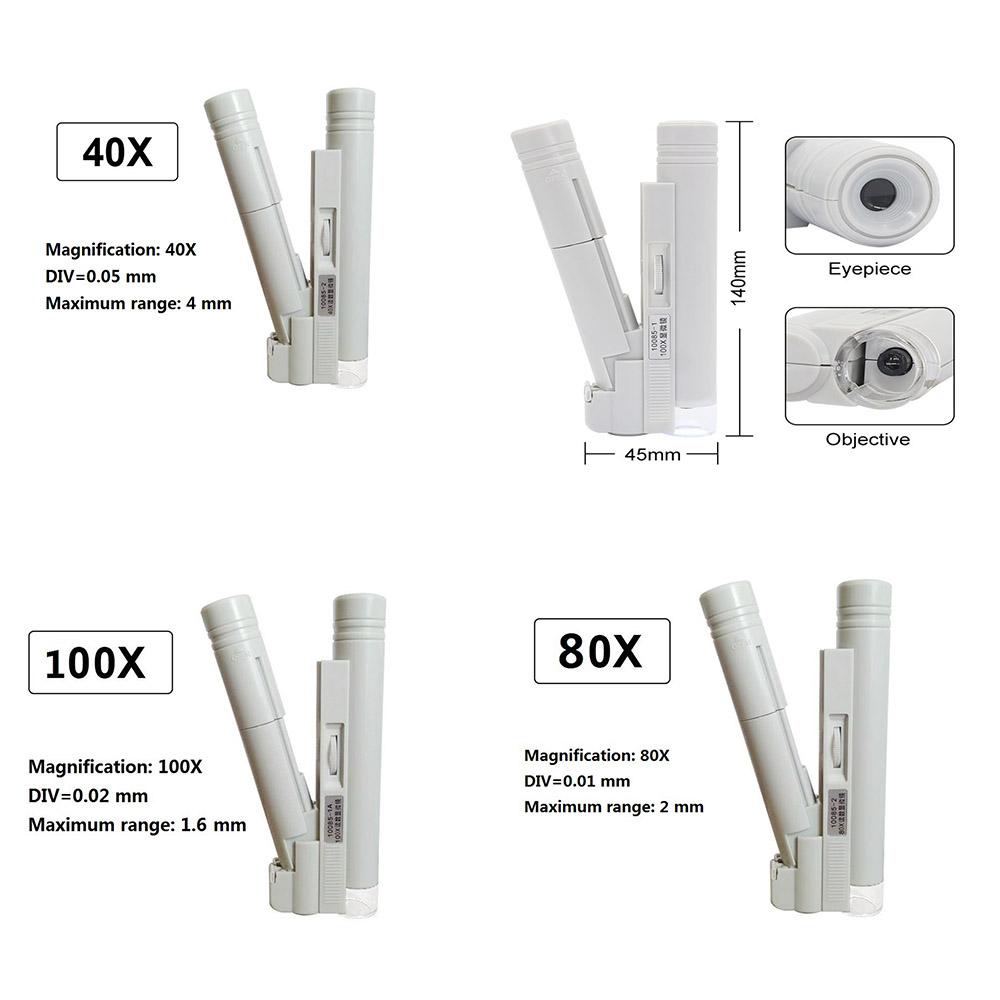 Kính Hiển Vi Mini 100X 80X 40X Có Đèn LED Tiện Dụng