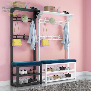 PEGGIEHOMEGhế đẩu thay giày, móc treo, giá treo áo khoác tích hợp trên cửa gia đình, lối vào đa chức năng, đệm túi mềm,