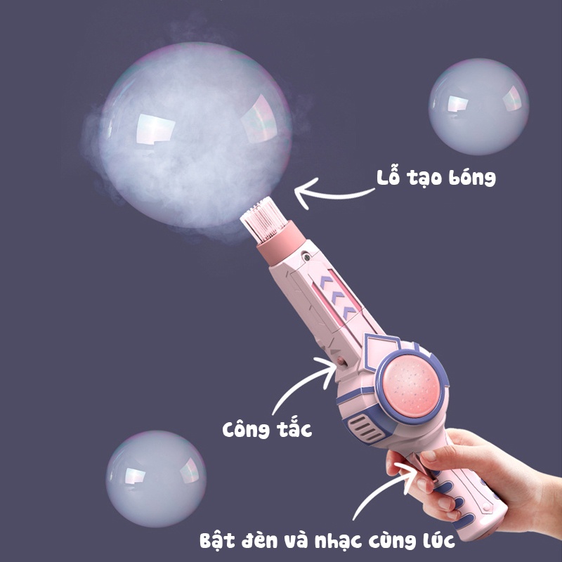 Đồ chơi máy bắn bong bóng khói, súng bắn bong bóng khói đàn hồi - pin sạc lại