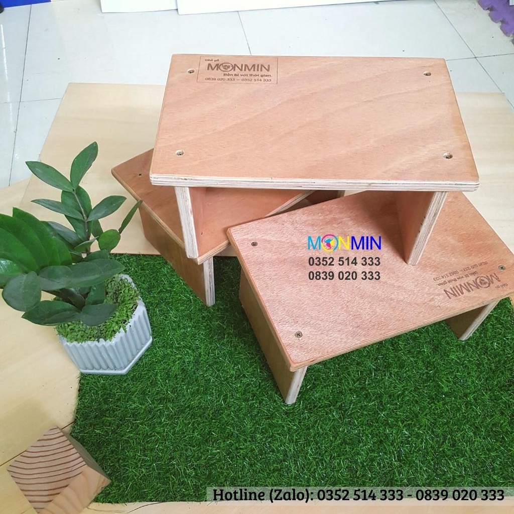 Ghế con gỗ, ghế đẩu gỗ Monmin siêu chắc chắn, đa chức năng cao cấp nguyên chiếc
