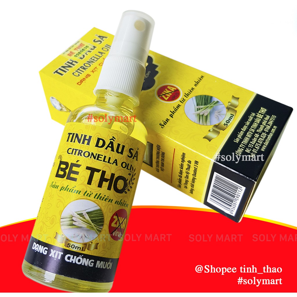 Tinh dầu Sả Bé Thơ - Dạng xịt chống muỗi - Citronella Oil 50 ml