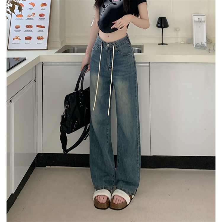 QKOOLE  Quần Jean Ống Đứng Lưng Cao Thời Trang Hàn Quốc Cho Nữ quần jean nữ ống đứng lưng cao