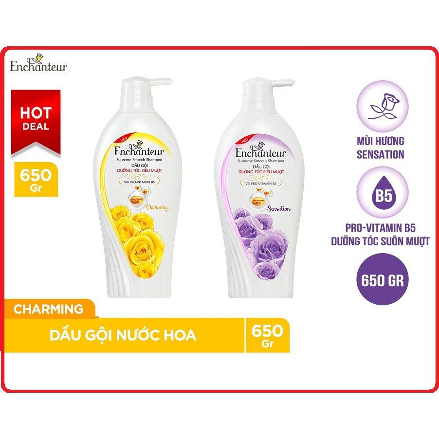 Dầu gội nước hoa Enchanteur  dưỡng tóc siêu mượt 650gr