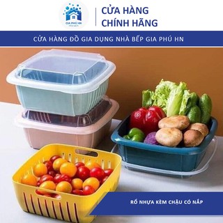 Rổ Nhựa Vuông Có Nắp Đậy Kèm Chậu GIÁ TỔNG KHO Rổ Nhựa Kèm Chậu Có Nắp Đậy Tiện Dụng