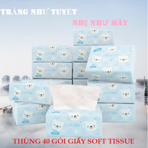 GIẤY ĂN ĐA NĂNG GẤU TRẮNG SOFT TISSUE [HỘP 40 GÓI]