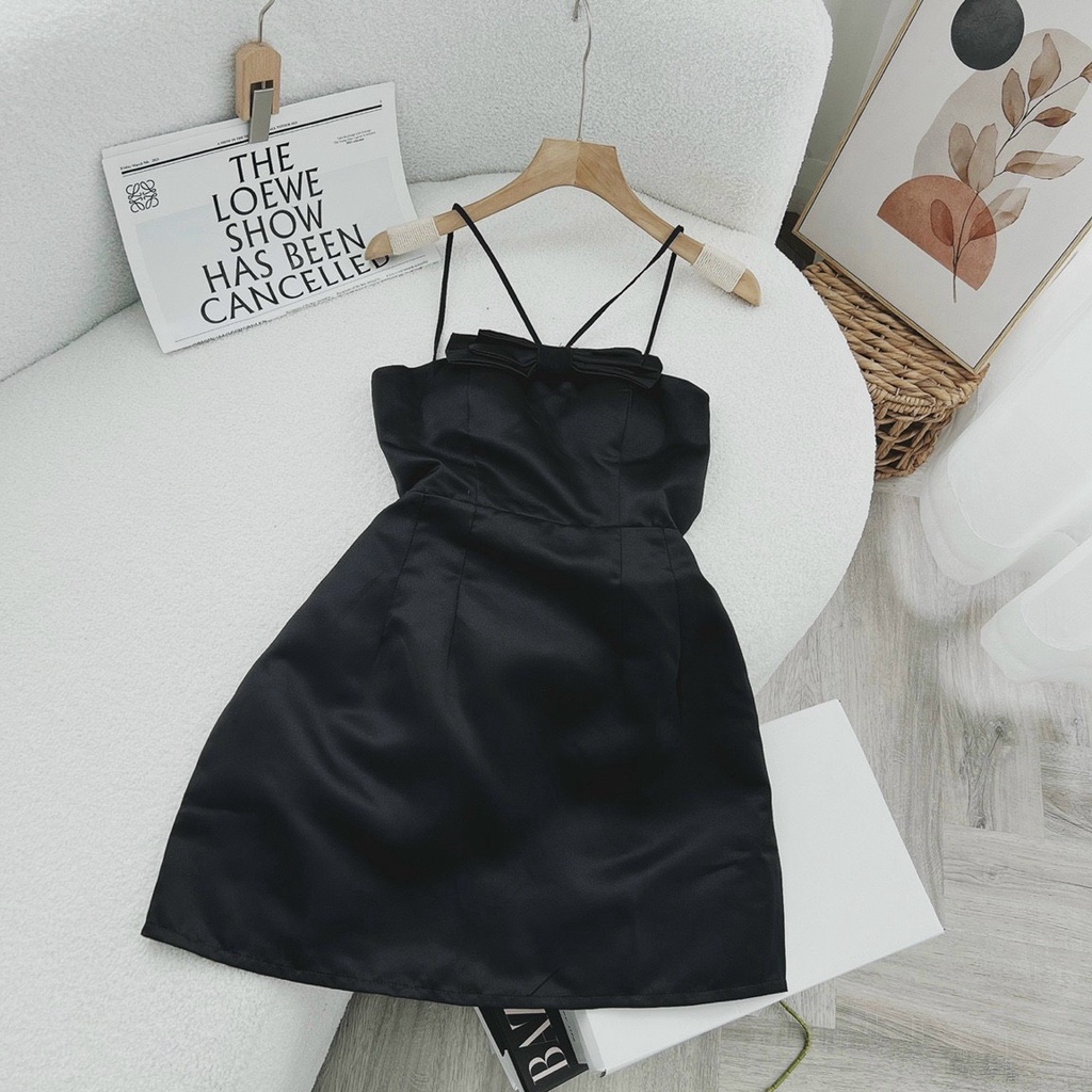 Đầm 2 dây yếm trắng nơ ngực💖 KÈM ẢNH THẬT