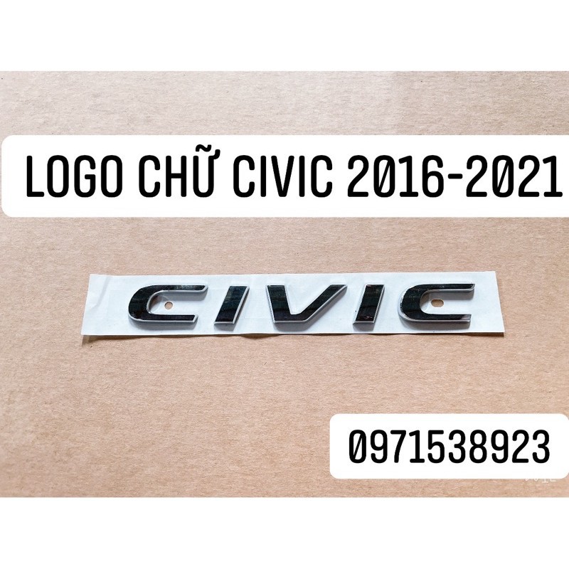 logo chữ CIVIC VTEC TURBO dán đuôi xe 2016-2021