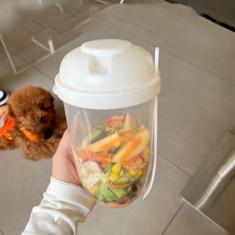 Bộ Cốc Đựng Nước Sốt 1000ML Kèm Nĩa Tiện Dụng Mang Theo Du Lịch Dã Ngoại