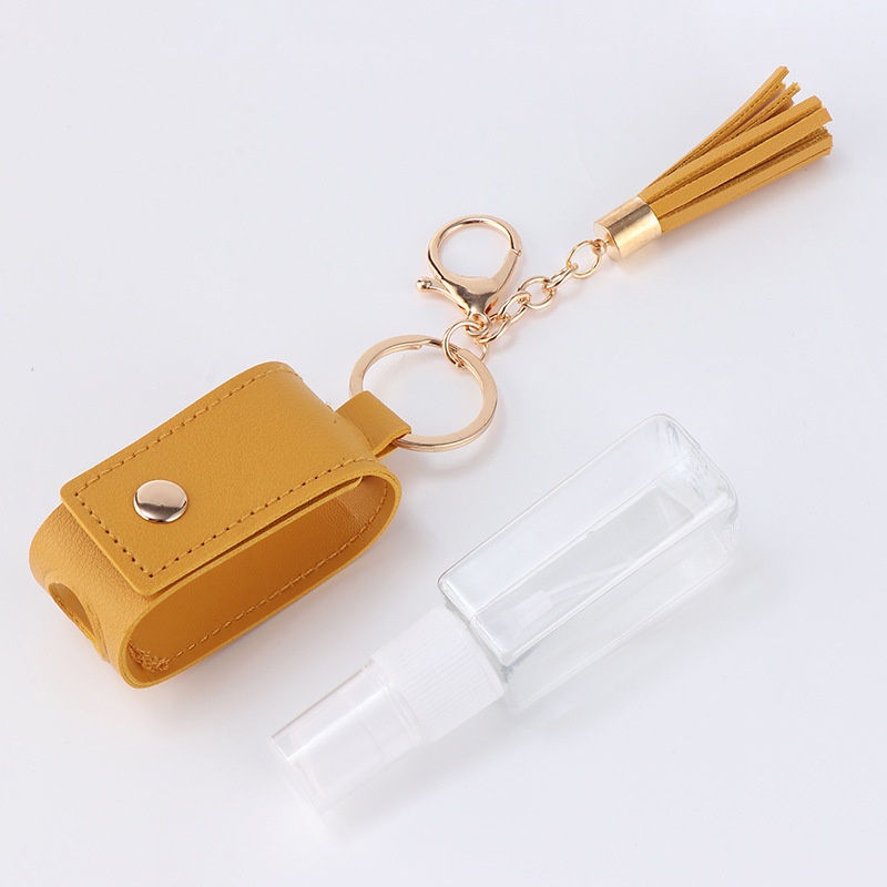 Chai Rỗng Phun Sương 30ml Kèm Bao Da, Móc Khóa Dùng Đựng Nước Rửa Tay, Nước Hoa