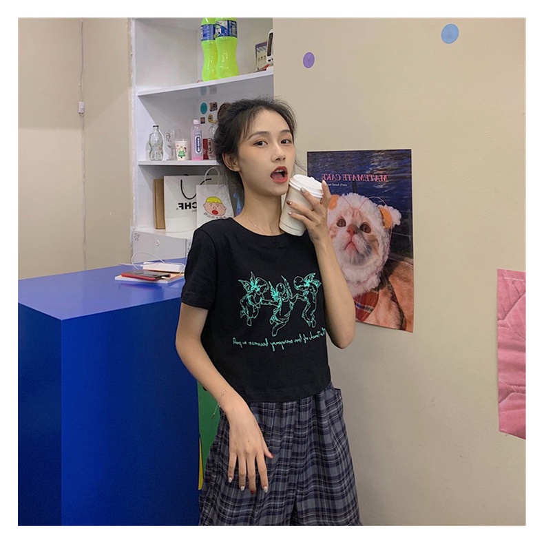 Áo Thun Tay Ngắn Dáng Ôm In Họa Tiết Thời Trang Mùa Hè Phong Cách Hàn Quốc Cho Nữ 271d937