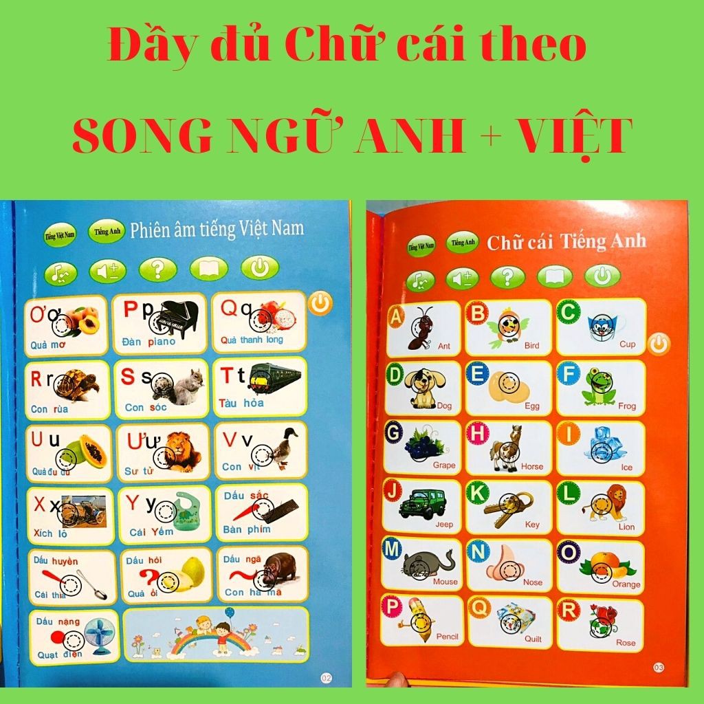 Bảng Chữ Cái Tiếng Việt và Tiếng Anh Biết Nói Giúp Con Phát triển Ngôn Ngữ, Tư Duy, Trí Tuệ - Đồ Chơi Thông Minh