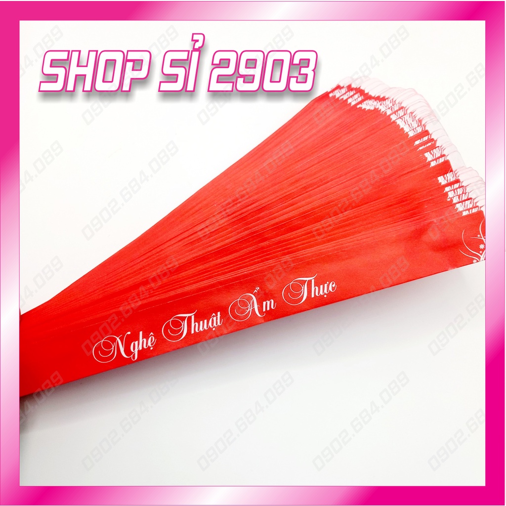 Lốc 1000 cái giấy xỏ đũa - Giấy bao đũa - Mẫu 02 màu đỏ