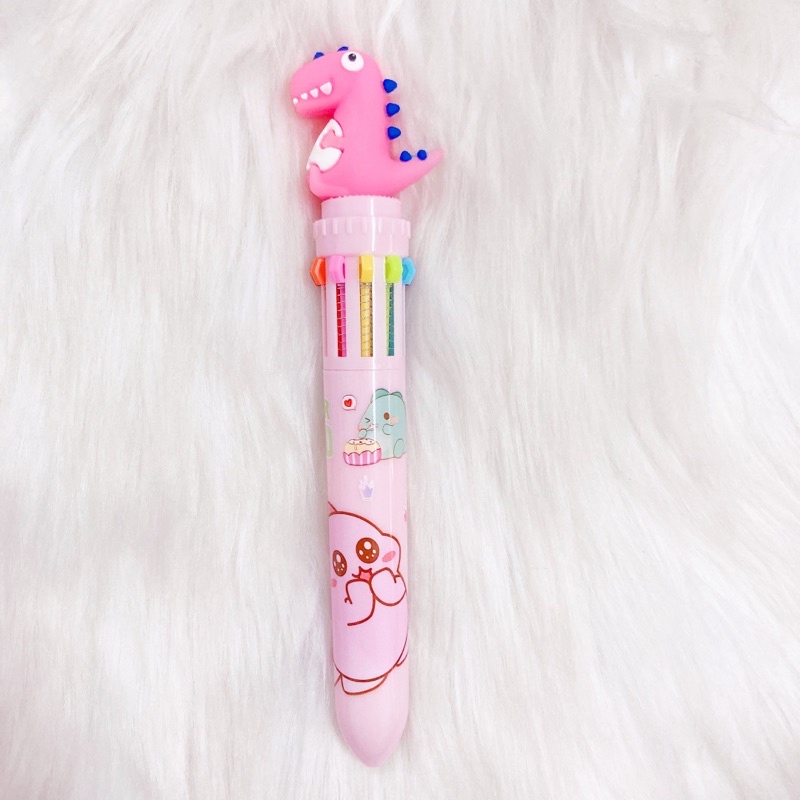 Bút bi 10 ngòi hình thú khủng long nhiều màu dễ thương