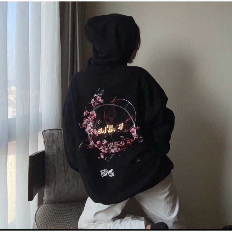 Áo khoác hoodie đi chơi đi học có nón hoa anh đào