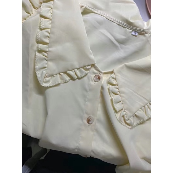 Áo sơ mi nữ ngắn tay cổ sen cách điệu phong cách tiểu thư xinh xắn | BigBuy360 - bigbuy360.vn