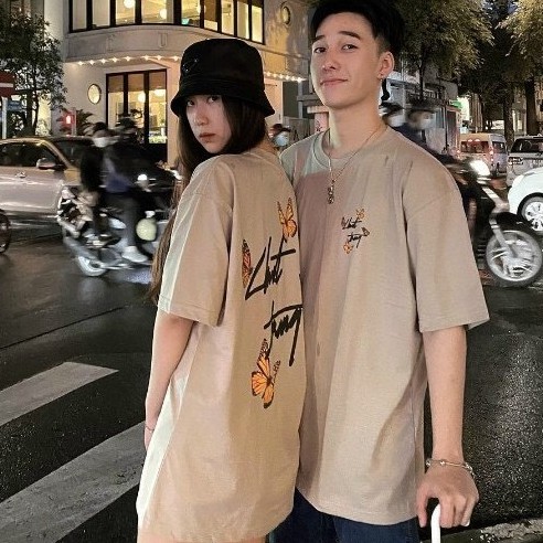 Áo Thun in hình thời trang unisex phong cách oversize Buterfly be Tee phông cotton co giãn cặp đôi nam nữ tay lỡ mùa hè