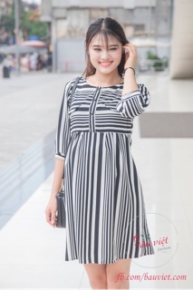 Đầm bầu sọc đen trắng