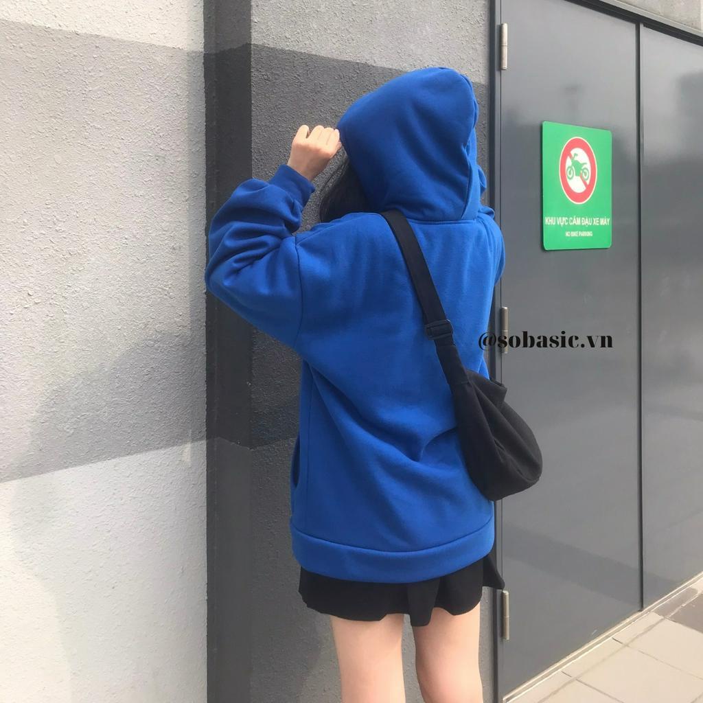 Áo hoodie tay phồng unisex form rộng Sobasic vải nỉ bông thiết kế 3 túi thêu chữ Lichiho