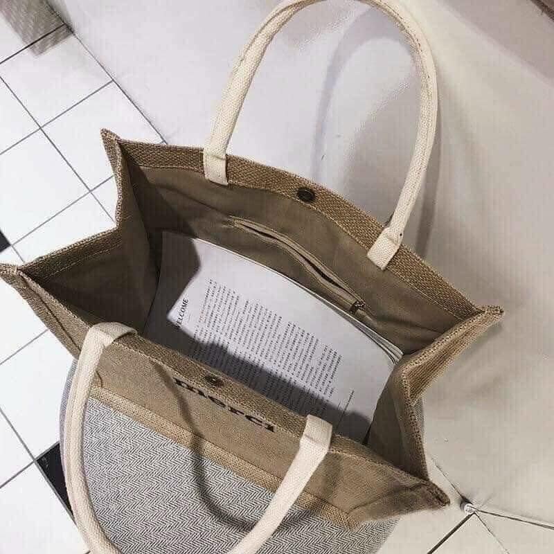 Túi Cói Merci loại 1 size to kiểu Vintage