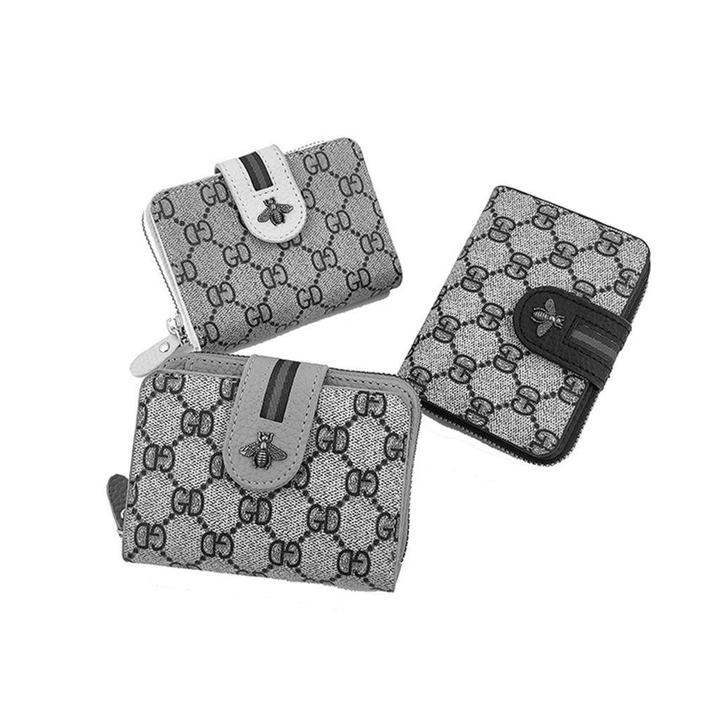 Ví Da PU Dáng Ngắn Có Kẹp Hình Chú Ong Dễ Thương Thời Trang Cho Nữ