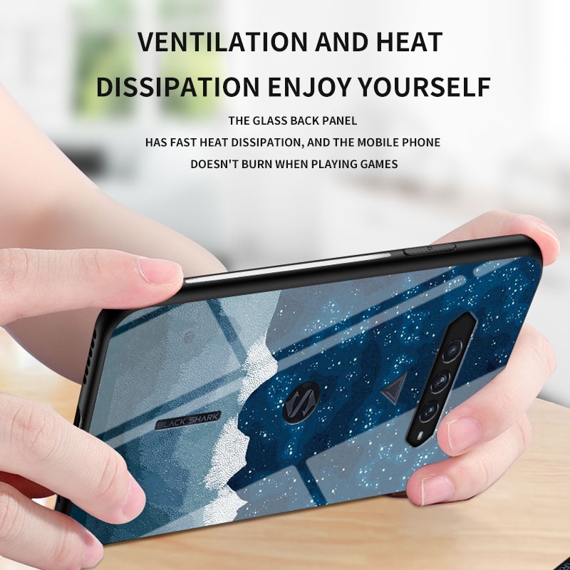 Ốp Điện Thoại Kính Cường Lực Cạnh Silicon Mềm Chống Sốc Cho Xiaomi Black Shark 3 3s 3pro 4 4pro 5 5pro 5RS