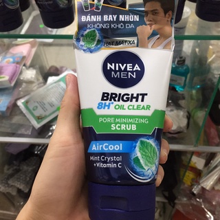 Sữa rửa mặt Nivea Men MÁT LẠNH CÓ HẠT Sáng da Kiểm soát nhờn 100g BRIGHT 8H 88880