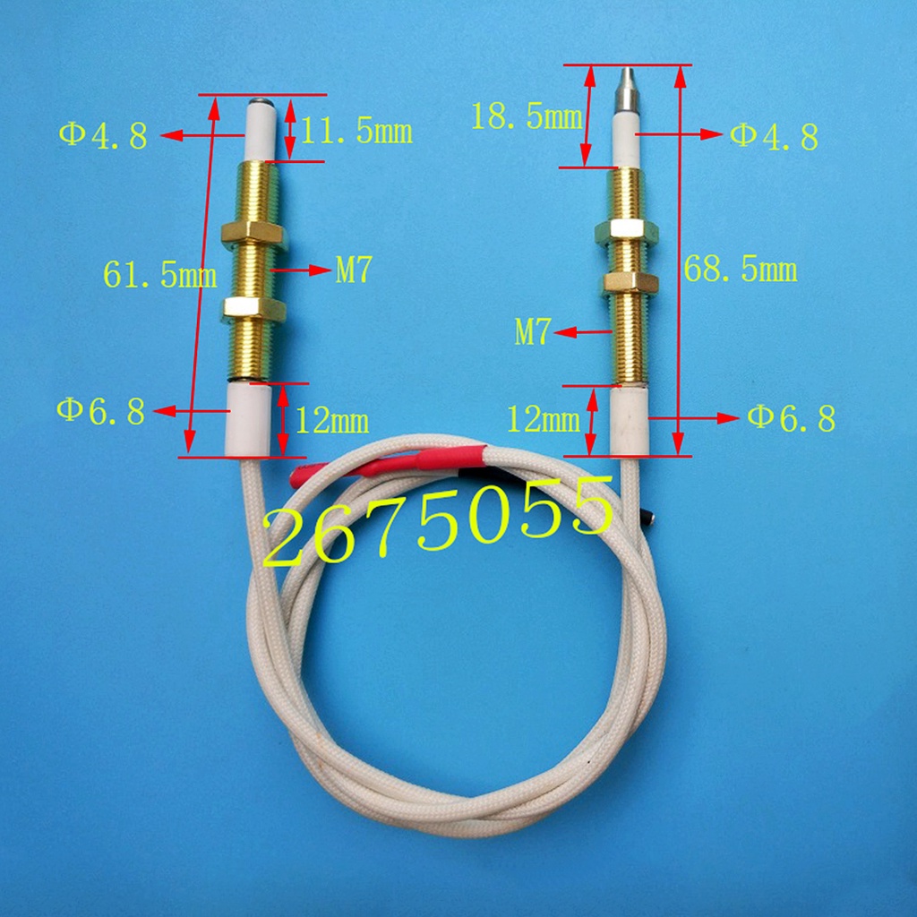 Dây kim sứ/ Kim sứ đánh lửa, cảm ứng đa năng bếp gas âm dương dài 62mm Ø7 ( có ốc vặn định vị ) - sử dụng ống điếu gang