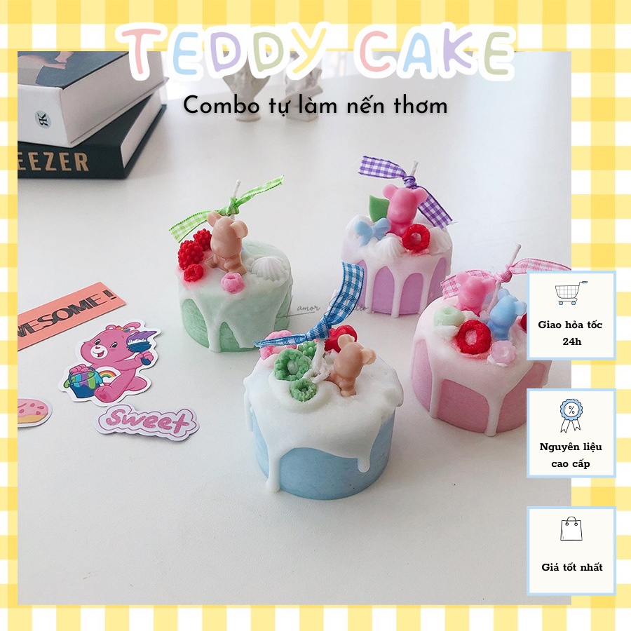 Combo nguyên liệu làm nến thơm Teddy Cake - Kho nguyên liệu làm nến