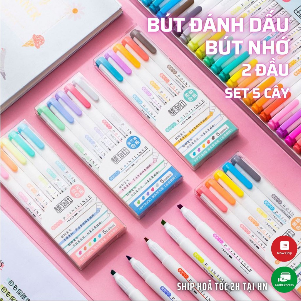 Bộ bút highlight 2 đầu Poinliner - Bút nhớ , bút đánh dấu nhiều màu