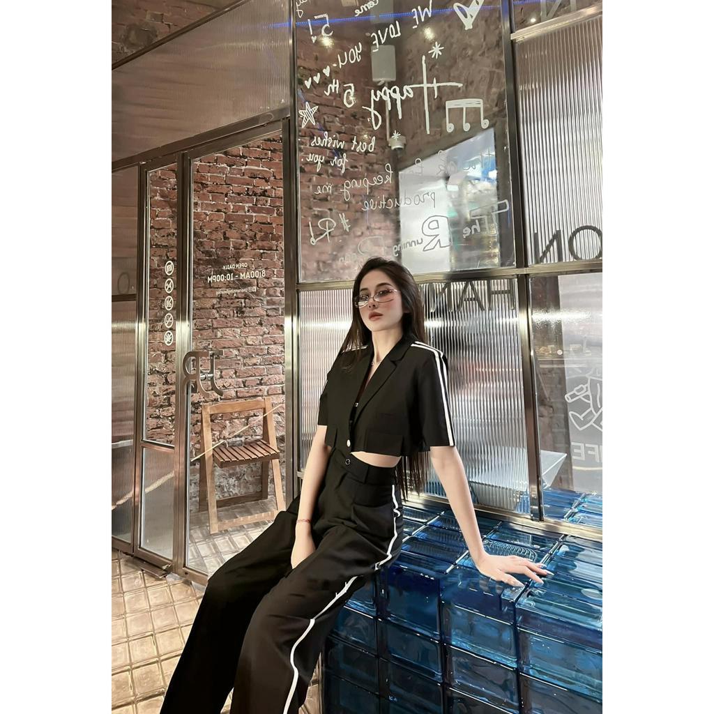 Sét vest croptop kèm quần xuông chất siêu đẹp