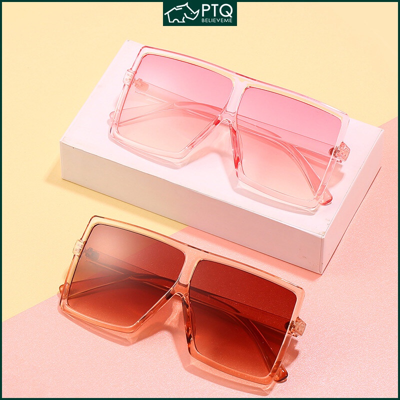 Kính Mát Gọng Vuông Lớn Chống Tia UV400 Phong Cách Âu Mỹ Thời Trang Cho Nữ Và Trẻ Em