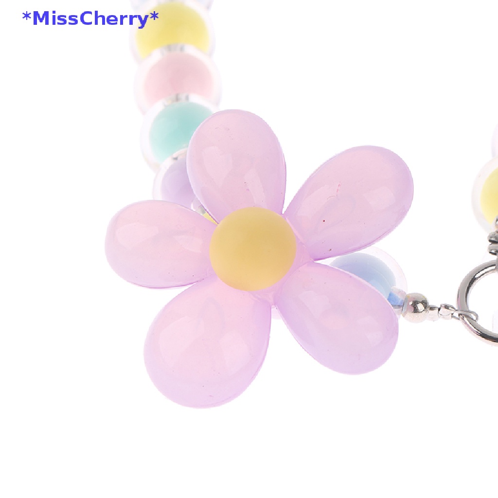 Mchy &gt; Dây Đeo Điện Thoại Ngắn Đính Hạt Cườm Hình Hoa Chống Thất Lạc Mới