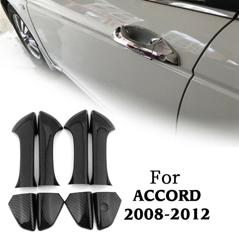 Viền Bọc Tay Nắm Cửa Bên Hông Bằng Sợi Carbon Bóng Cho Honda Accord Sedan 2008-13