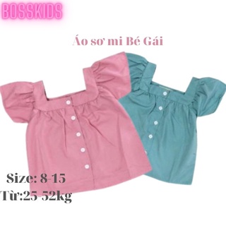 Áo sơ mi bé gái size đại Bosskids thiết kế tay cực sành điệu 2 màu Xanh hồng từ 25-52kg