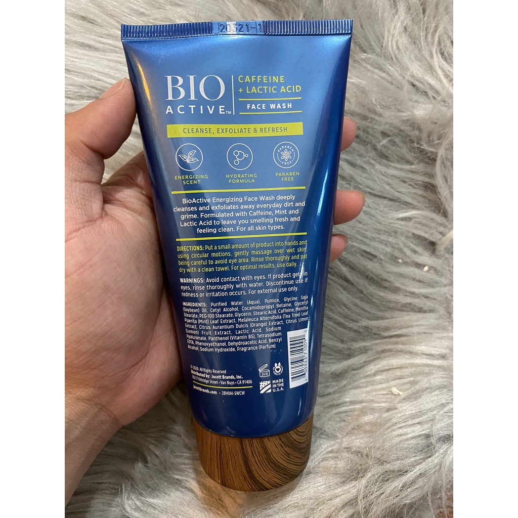 [HÀNG MỸ] Rửa Mặt Bio Active Sport Energizing Caffeine Lactic acid Cleanse Exfoliate Face Wash