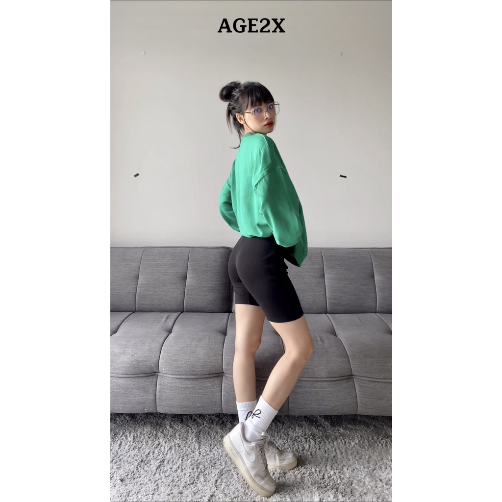 Quần biker nữ AGE2X hàng VNXK, Legging Lửng, siêu hack dáng