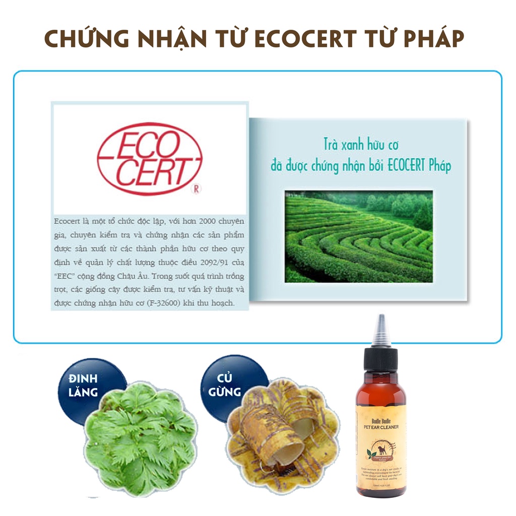 Vệ sinh tai cho chó nước rửa tai Budle'Budle 120ml, dung dịch vệ sinh sạch ve rận tai cún mèo Con Mèo Xiêm shop