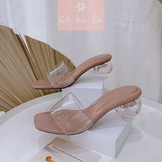 Guốc nữ cobala shoes - dép quai ngang mica trong 5 phân - guốc cao gót quai mảnh - d19100500