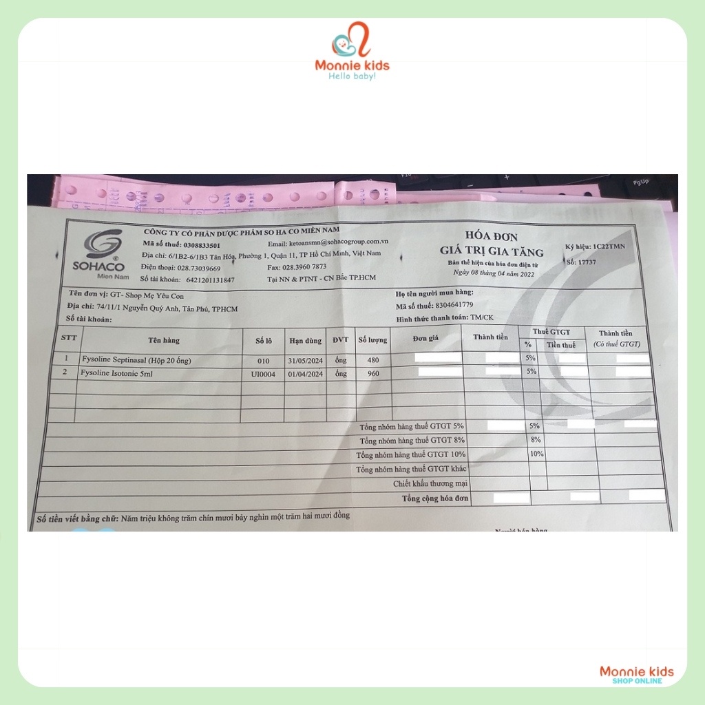 Nước muối sinh lý cho bé Physiodose Pháp 40x5ml, nước muối vệ sinh tai mắt mũi - Monnie Kids